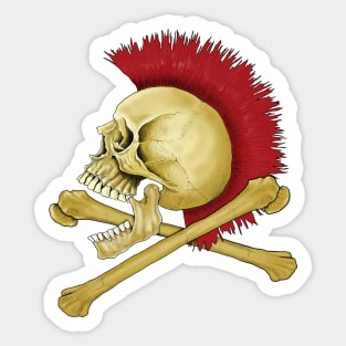 Mohawk skull cross bones Sticker